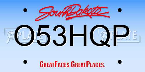 O53HQP South Dakota License Plate