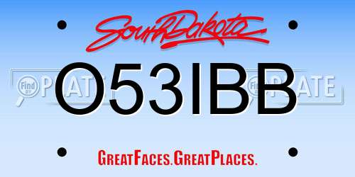 O53IBB South Dakota License Plate