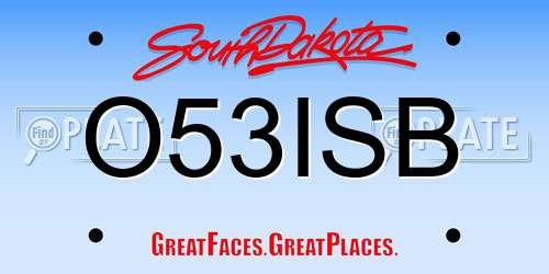O53ISB South Dakota License Plate