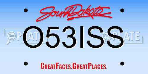 O53ISS South Dakota License Plate