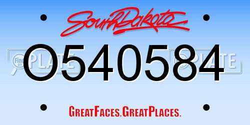 O540584 South Dakota License Plate