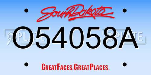 O54058A South Dakota License Plate