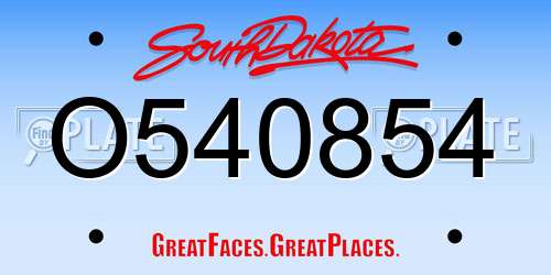 O540854 South Dakota License Plate