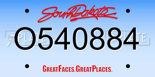 O540884 South Dakota License Plate