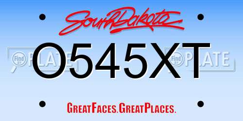 O545XT South Dakota License Plate