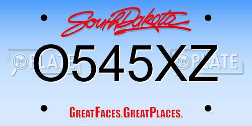 O545XZ South Dakota License Plate