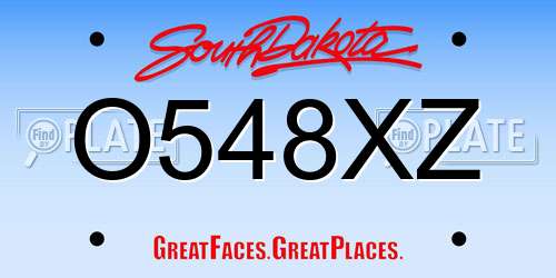 O548XZ South Dakota License Plate
