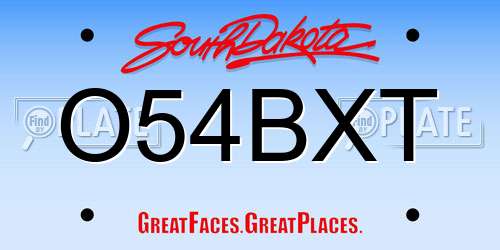 O54BXT South Dakota License Plate