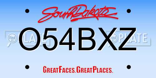 O54BXZ South Dakota License Plate