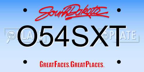 O54SXT South Dakota License Plate