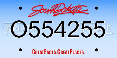 O554255 South Dakota License Plate