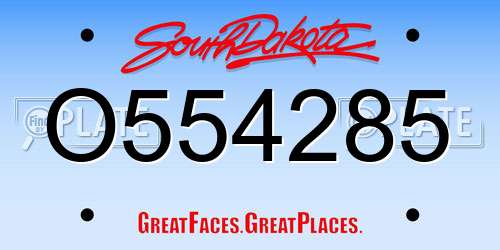 O554285 South Dakota License Plate