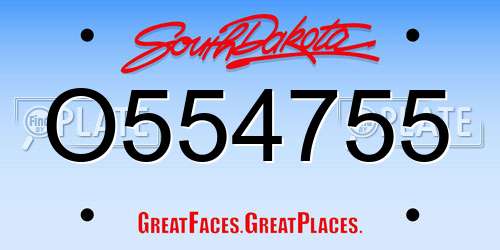O554755 South Dakota License Plate
