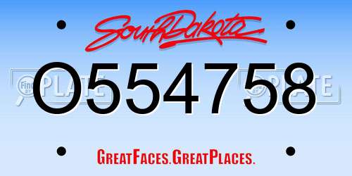 O554758 South Dakota License Plate