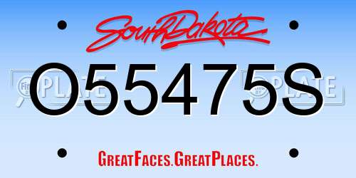 O55475S South Dakota License Plate