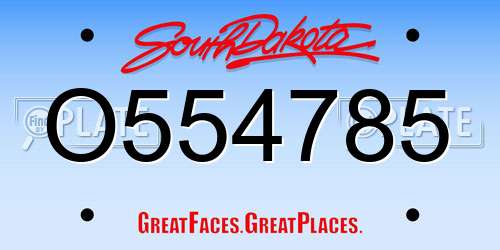 O554785 South Dakota License Plate