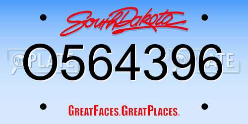 O564396 South Dakota License Plate