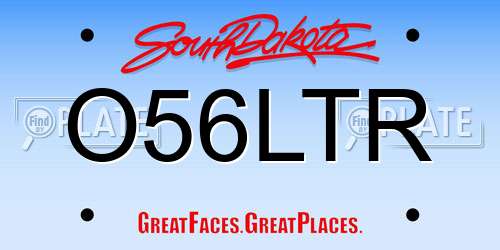 O56LTR South Dakota License Plate