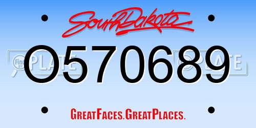 O570689 South Dakota License Plate