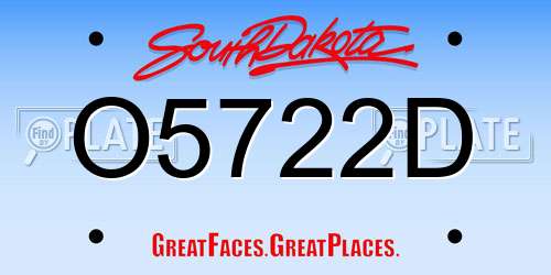 O5722D South Dakota License Plate