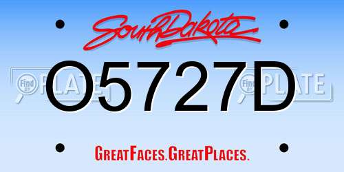 O5727D South Dakota License Plate