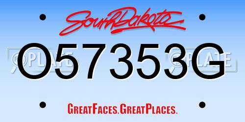 O57353G South Dakota License Plate