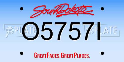 O5757I South Dakota License Plate