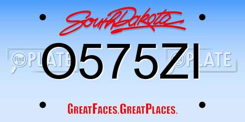 O575ZI South Dakota License Plate
