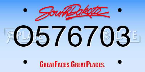 O576703 South Dakota License Plate