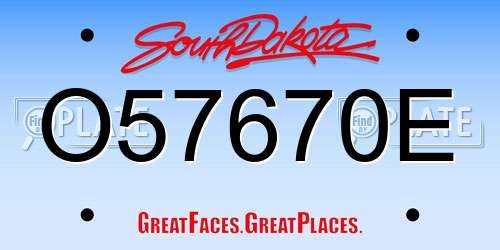 O57670E South Dakota License Plate