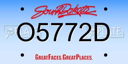 O5772D South Dakota License Plate