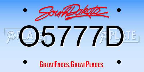 O5777D South Dakota License Plate