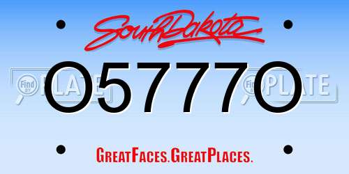 O5777O South Dakota License Plate