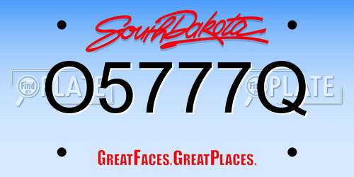 O5777Q South Dakota License Plate
