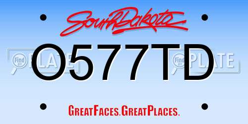 O577TD South Dakota License Plate