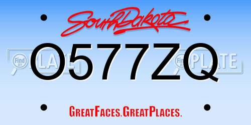 O577ZQ South Dakota License Plate