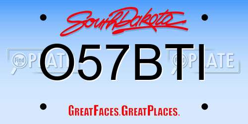 O57BTI South Dakota License Plate