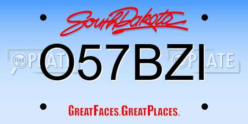 O57BZI South Dakota License Plate