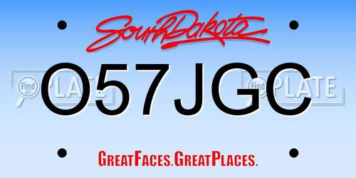 O57JGC South Dakota License Plate