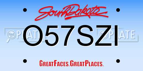 O57SZI South Dakota License Plate