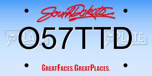 O57TTD South Dakota License Plate