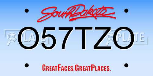 O57TZO South Dakota License Plate
