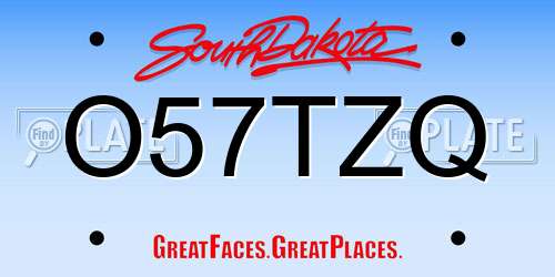 O57TZQ South Dakota License Plate