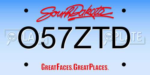 O57ZTD South Dakota License Plate