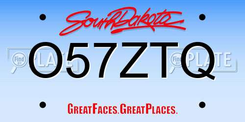 O57ZTQ South Dakota License Plate
