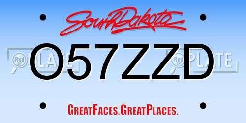 O57ZZD South Dakota License Plate