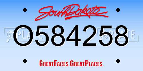 O584258 South Dakota License Plate