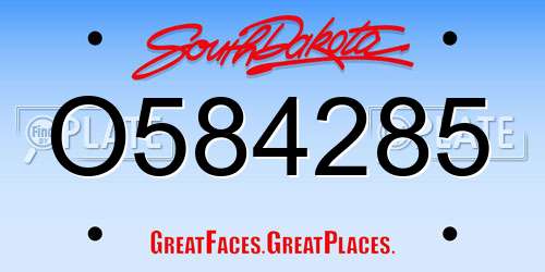 O584285 South Dakota License Plate