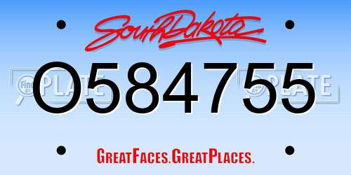 O584755 South Dakota License Plate