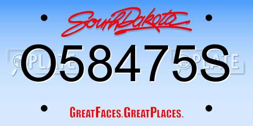 O58475S South Dakota License Plate